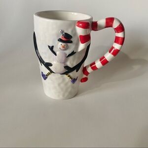 White tall snowman mug 